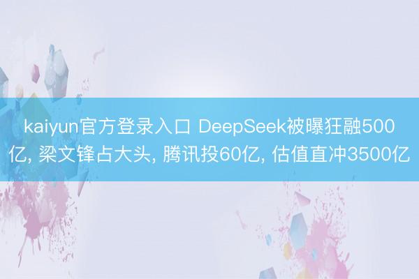 kaiyun官方登录入口 DeepSeek被曝狂融500亿, 梁文锋占大头, 腾讯投60亿, 估值直冲3500亿
